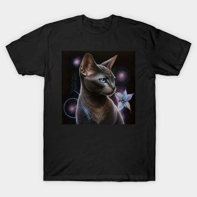 Abyssinian Cat Glow Chakra Mandala T-Shirt by Enchanted Reverie